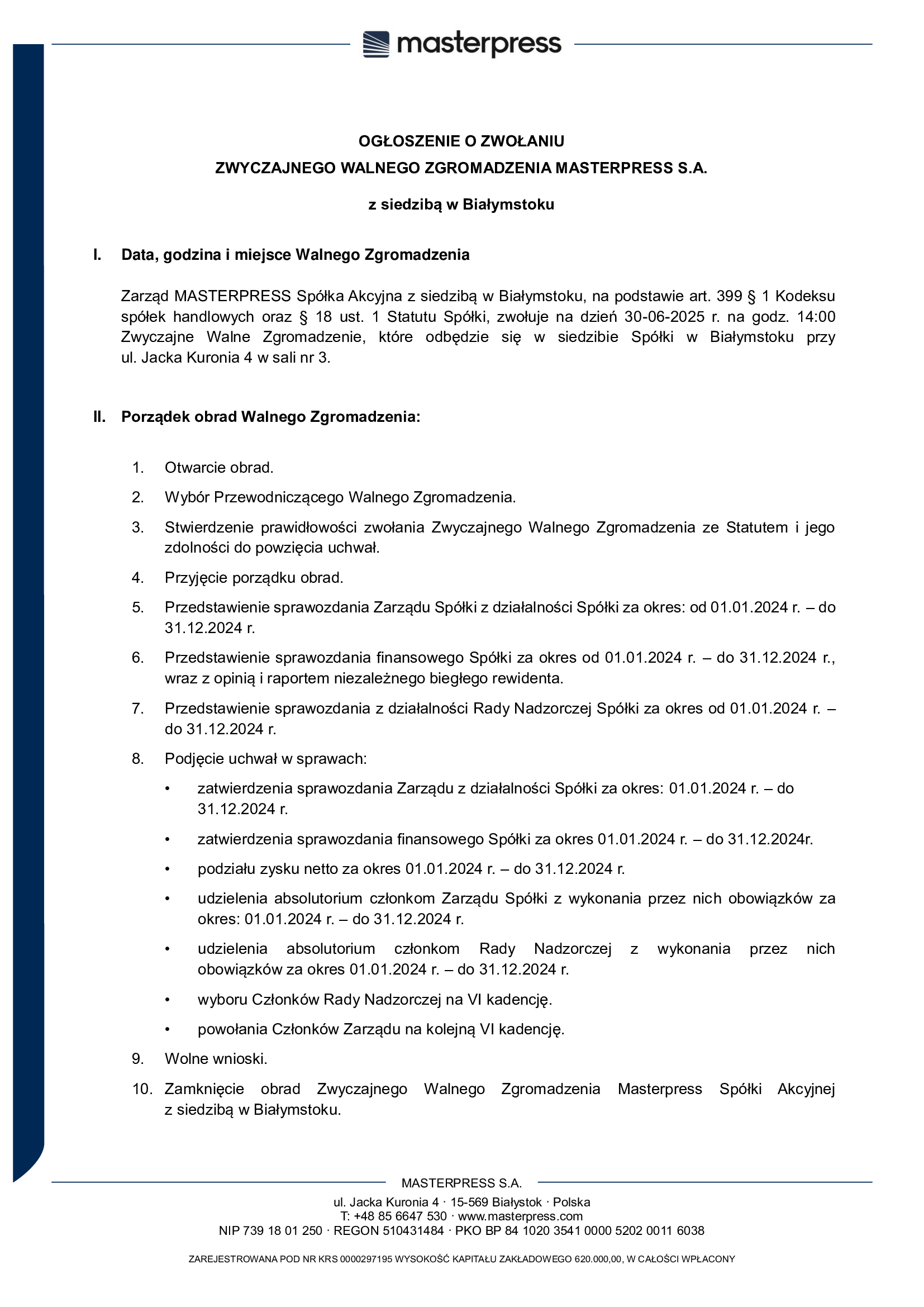 Ogloszenie o zwolaniu WZ